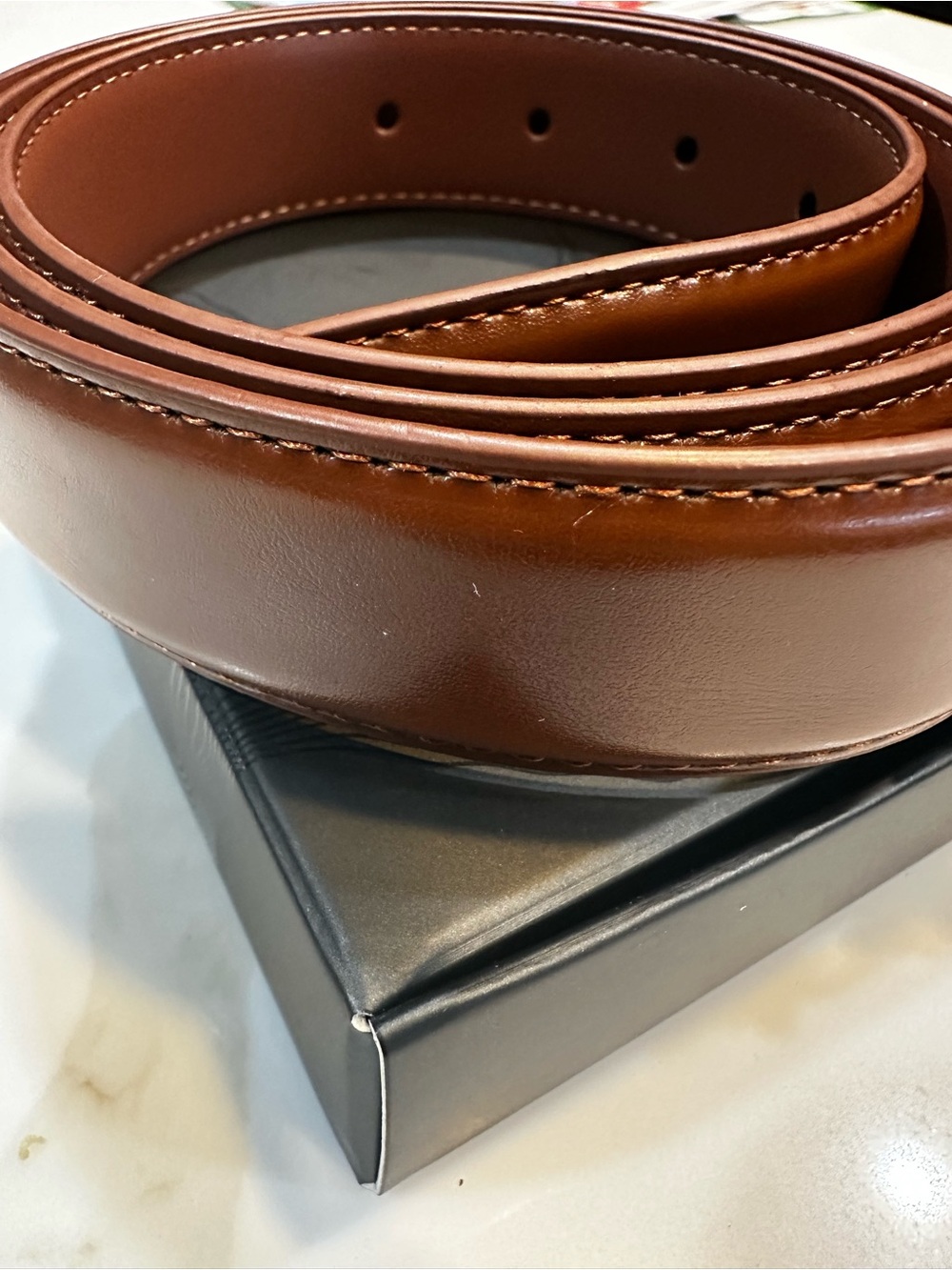 Mio Marino Men’s Brown Leather Belt - Size 40” - Picture 3 of 8
